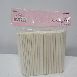 NEW! Sunny Side Up Paper Lollipop Sticks - White, 200ct 4.5in